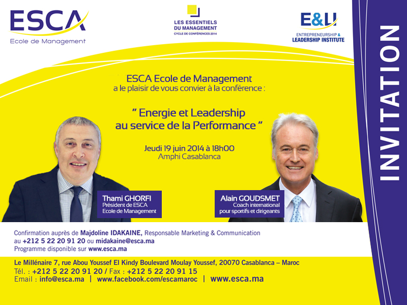 Conférence « ÉNERGIE & LEADERSHIP AU SERVICE DE LA PERFORMANCE »