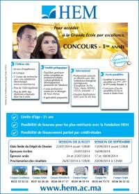 Concours 1ère année & Concours Admissions parallèles  HEM Business School 2014