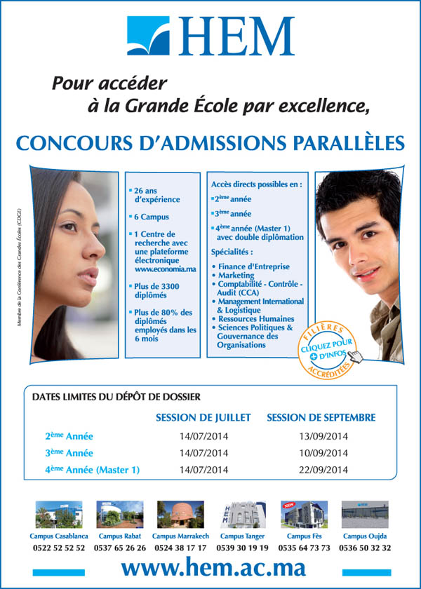 HEM - Ouverture des concours d'accès aux prestigieux Masters de HEM