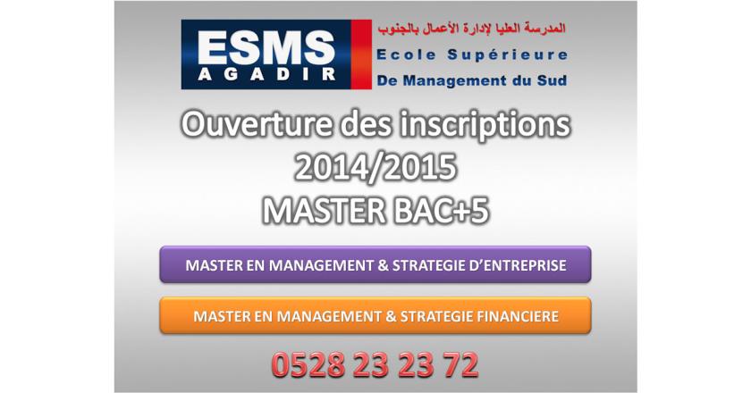 ESMS Agadir: MASTER EN MANAGEMENT ET STRATÉGIES FINANCIÈRES