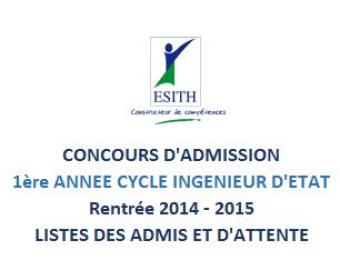 Résultats définitifs du concours ESITH Casablanca 2014