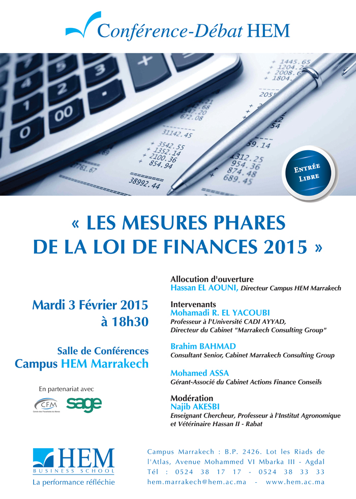 HEM - Conférence-débat à HEM Marrakech sous le thème : Les Mesures Phare de la Loi de Finances 2015
