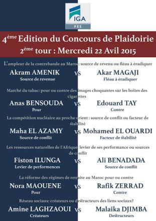 Concours de Plaidoirie 2014/2015 : Deuxième Tour