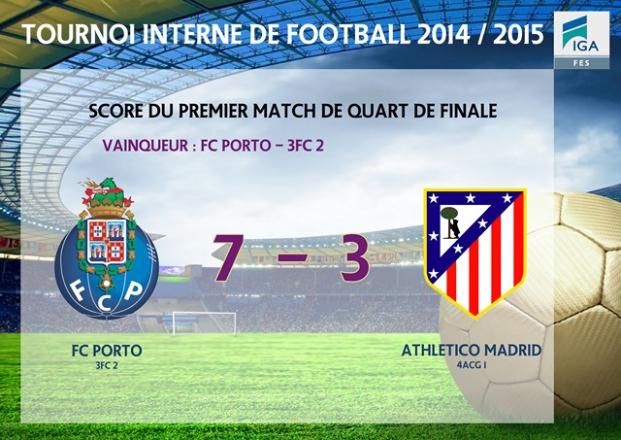 IGA Fès - Tournoi interne de football 2014/2015 : Score du premier match de quart de finale