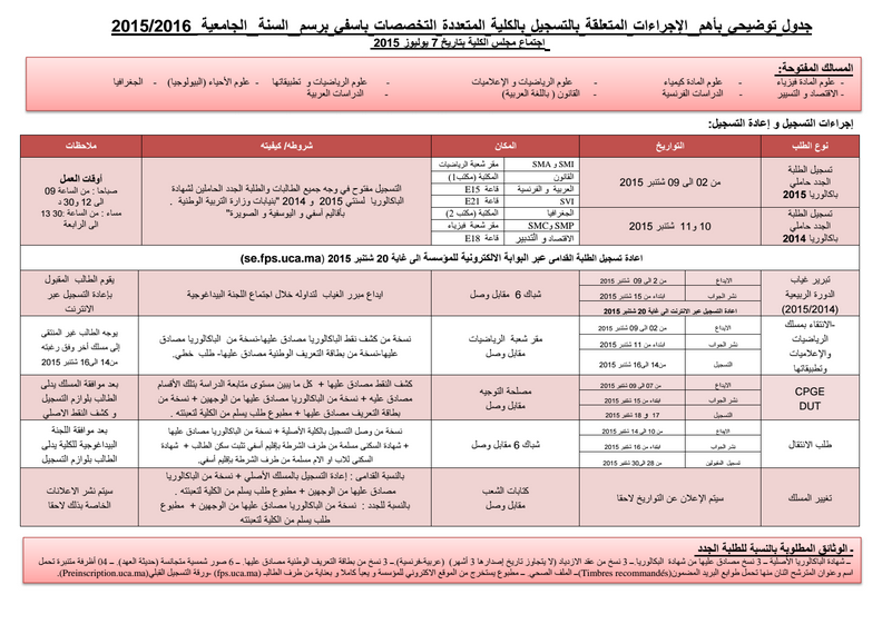 افتتاح عملية تسجيل الطلبة الجدد بالكلية المتعددة التخصصات باسفي 2015