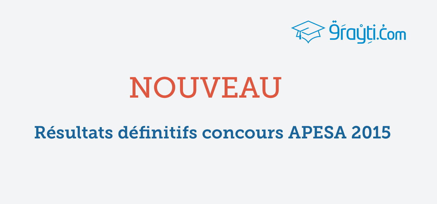 Résultats définitifs concours APESA 2015