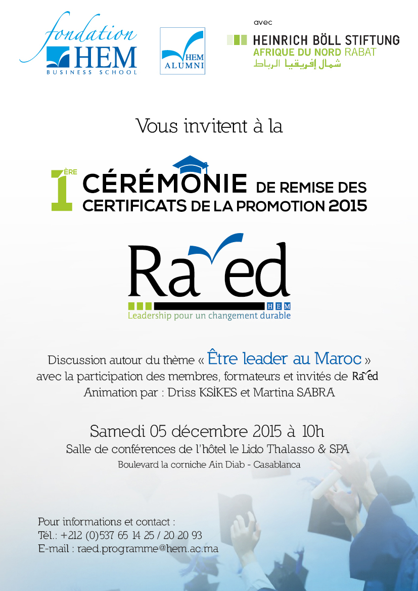 Fondation HEM - Cérémonie de remise des Certificats de la promotion Ra’ed 2015