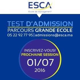 Test d'admission pour le Parcours Grande Ecole le 1er juillet 2016
