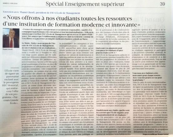 ESCA École de Management partenaire exclusif d'HEC Montréal