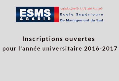 ESMS Agadir ouvertures des inscriptions 2016/2017