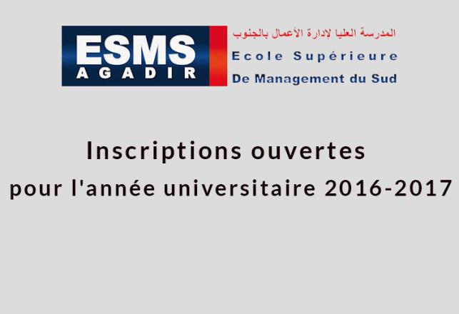 ESMS Agadir ouvertures des inscriptions 2016/2017