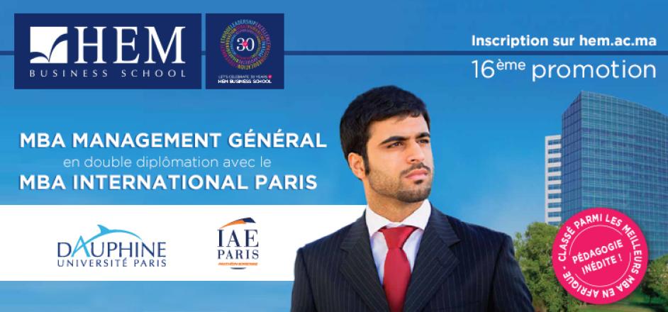 MBA Management Général HEM - En double diplomation avec Dauphine – IAE de Paris!