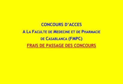 Frais passage concours FMPC 2018
