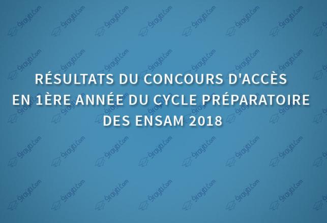 Résultats concours 1ère année ENSAM 2018