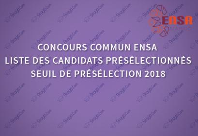 Résultats de présélection ENSA 2018