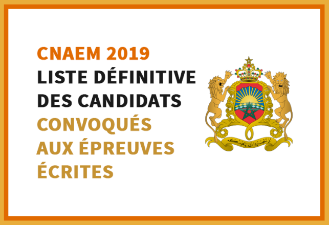 CNAEM 2019 Candidats Convoqués Épreuves Écrites