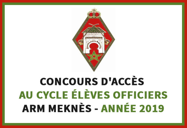 Concours Académie Royale Militaire ARM Meknès Cycle Élèves Officiers 2019