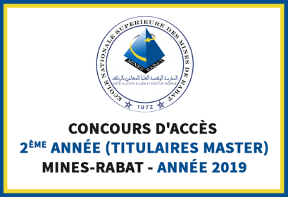 Concours Accès 2ème Année Mines-Rabat Titulaires Master 2019