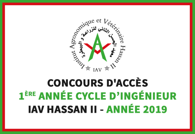 Concours d’accès 1ère année cycle d’ingénieur IAV Hassan II 2019