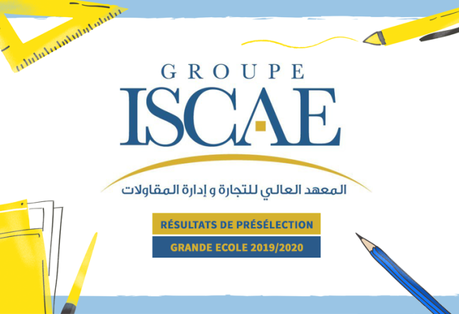 Résultats présélection concours 1ère année Grande Ecole ISCAE 2019/2020