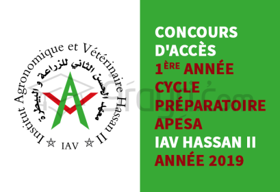 Concours d'accès 1ère année cycle préparatoire APESA IAV Hassan II 2019
