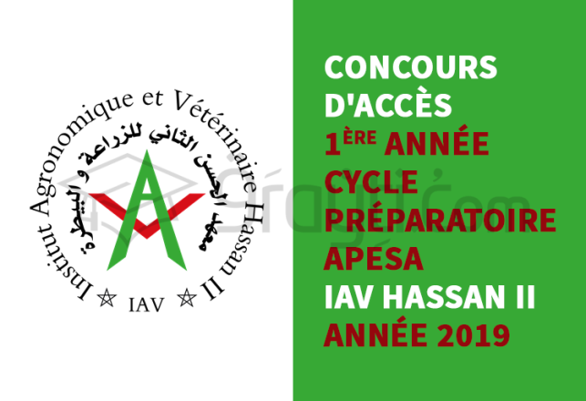 Concours d'accès 1ère année cycle préparatoire APESA IAV Hassan II 2019