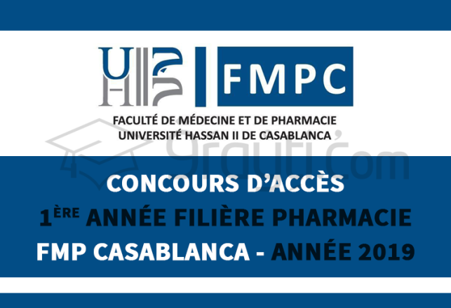 Concours d'accès 1ère année Pharmacie FMP Casablanca 2019