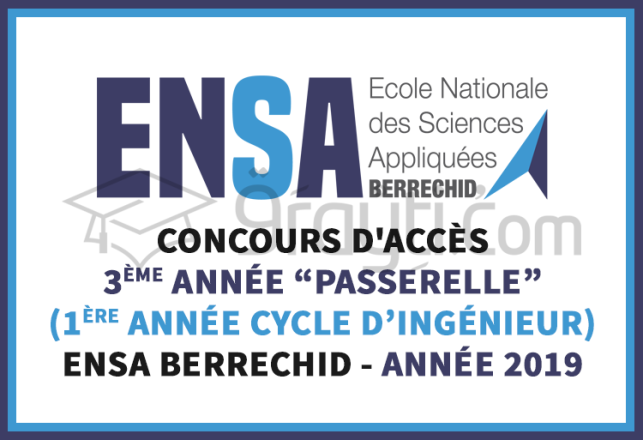 Concours d’accès 3ème année Passerelle 1ère année Cycle Ingénieur ENSA Berrechid 2019