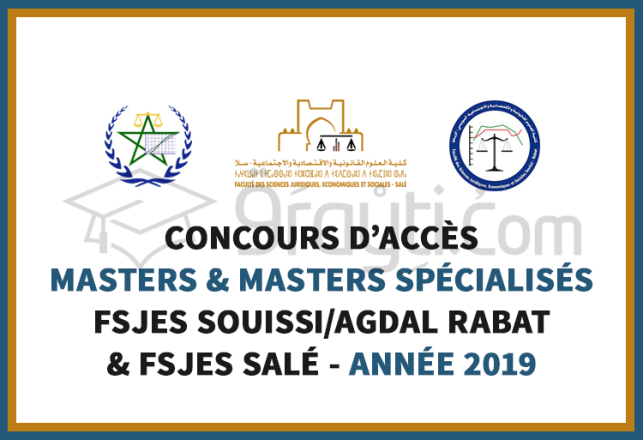 Concours d'accès Masters Masters Spécialisés FSJES Souissi FSJES Agdal Rabat FSJES Salé 2019