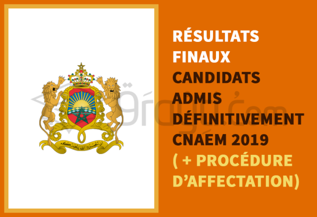 Résultats finaux candidats admis définitivement CNAEM 2019 procédure d'affectation