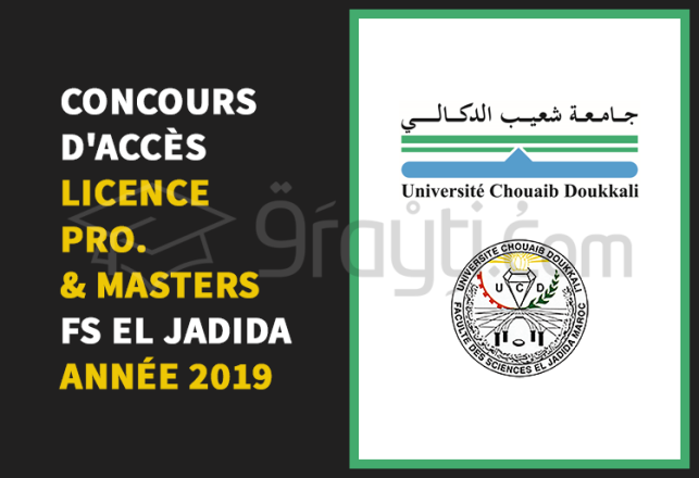 concours Licence Professionnelle Masters FS El Jadida 2019