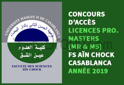 concours Licences Professionnelles Masters Recherche Masters Spécialisés FS Aïn Chock Casablanca 2019