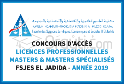 concours Licences Professionnelles Masters Recherche Masters Spécialisés FSJES El Jadida 2019