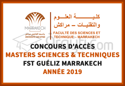 concours Masters Sciences et Techniques FST Marrakech 2019