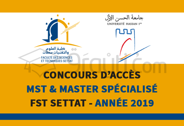 concours MST Master Spécialisé FST Settat 2019