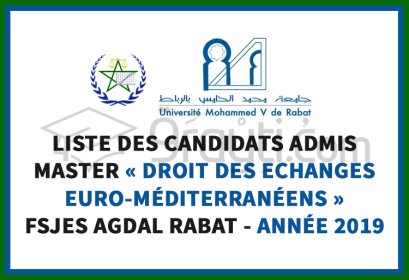 résultats finaux Master Droit Echanges Euro-Méditerranéens FSJES Rabat Agdal 2019