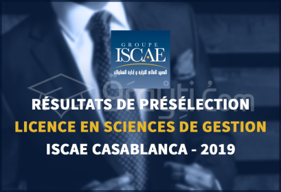résultats présélection concours Licence Fondamentale Sciences de Gestion ISCAE 2019