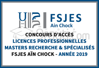 concours Licences Professionnelles Masters Recherche Masters Spécialisés FSJES Aïn Chock Casablanca 2019