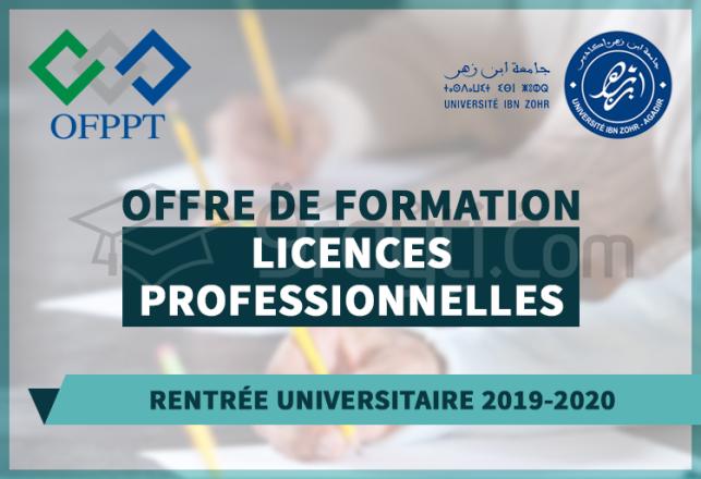 offre formation Licences Professionnelles Université Ibn Zohr UIZ El Ouatia Tafraout Sidi Ifni 2019-2020
