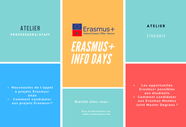 ateliers Erasmus+ Info Days établissements enseignement supérieur Maroc