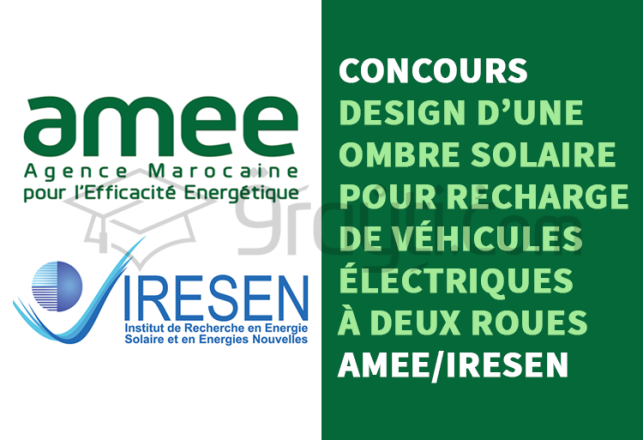 AMEE IRESEN 2020 concours design ombre solaire recharge véhicules électriques deux roues