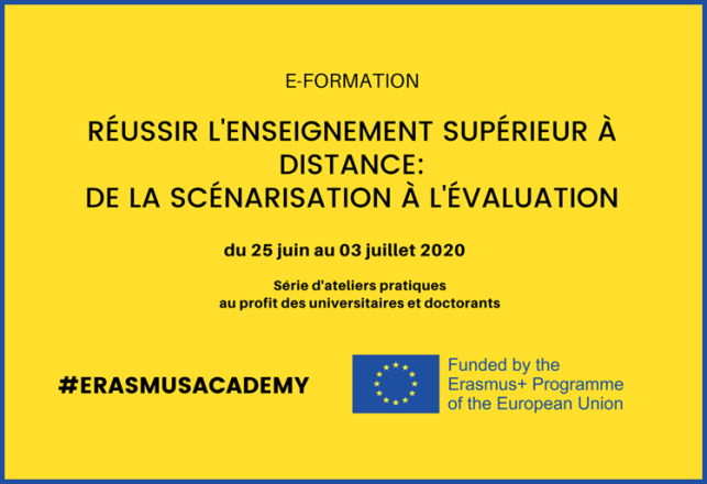 1ère e-formation réussir enseignement à distance scénarisation évaluation Erasmus Academy