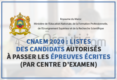 CNAEM 2020 listes candidats autorisés épreuves écrites
