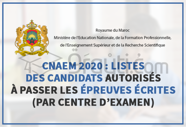 CNAEM 2020 listes candidats autorisés épreuves écrites