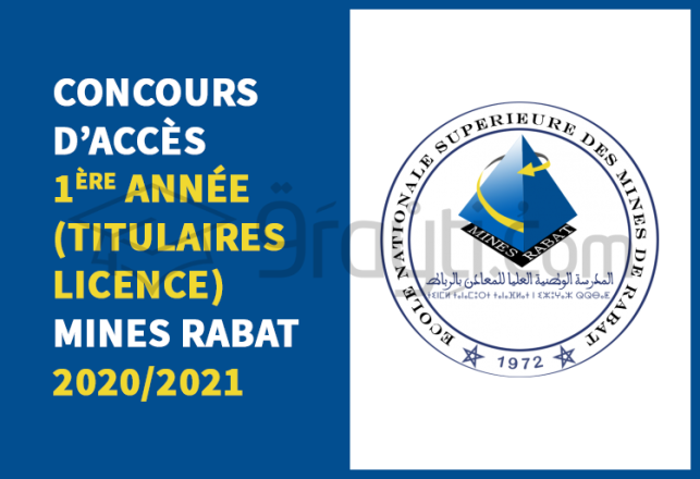 concours accès 1ère année Mines Rabat titulaires licence 2020