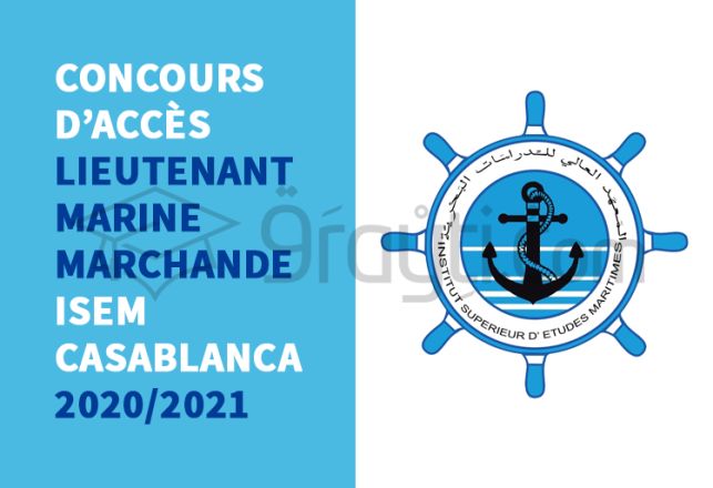 concours accès cycle Lieutenant Marine Marchande ISEM Casablanca 2020