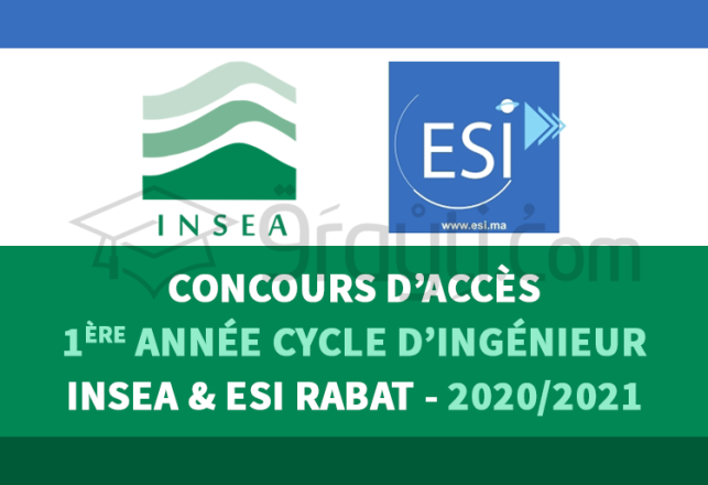 concours accès 1ère année cycle ingénieur Etat INSEA ESI Rabat 2020-2021