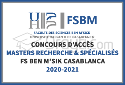 concours accès Masters Recherche Spécialisés FS Ben M'Sik Casablanca 2020-2021