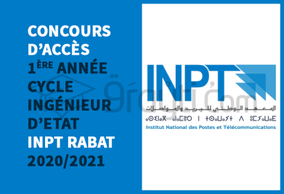 concours accès 1ère année cycle ingénieur Etat INPT Rabat 2020-2021
