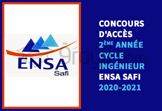 concours accès 2ème année cycle ingénieur ENSA Safi 2020-2021
